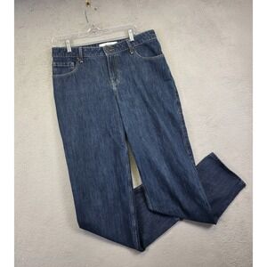 Hollister Jeans Womens 8L Blue Straight Loose Fit Mid Rise Dark Wash Denim Baggy